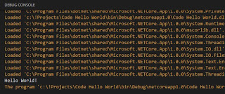 Debug console output