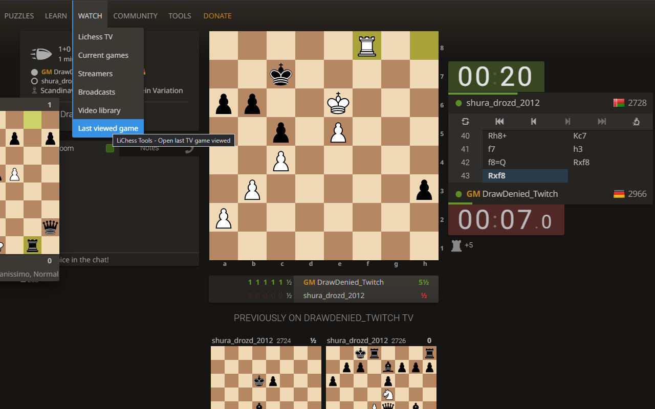 A lot of new options for lichess TV 