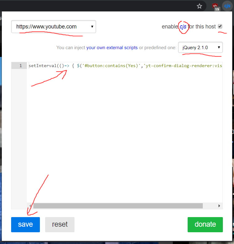 Use CJS to run your own script in any page